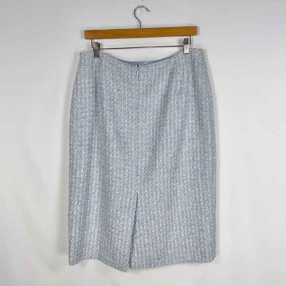 Escada Women's Tweed Wool Blend Pencil Skirt 44 14 XL Periwinkle Blue - Picture 6 of 12